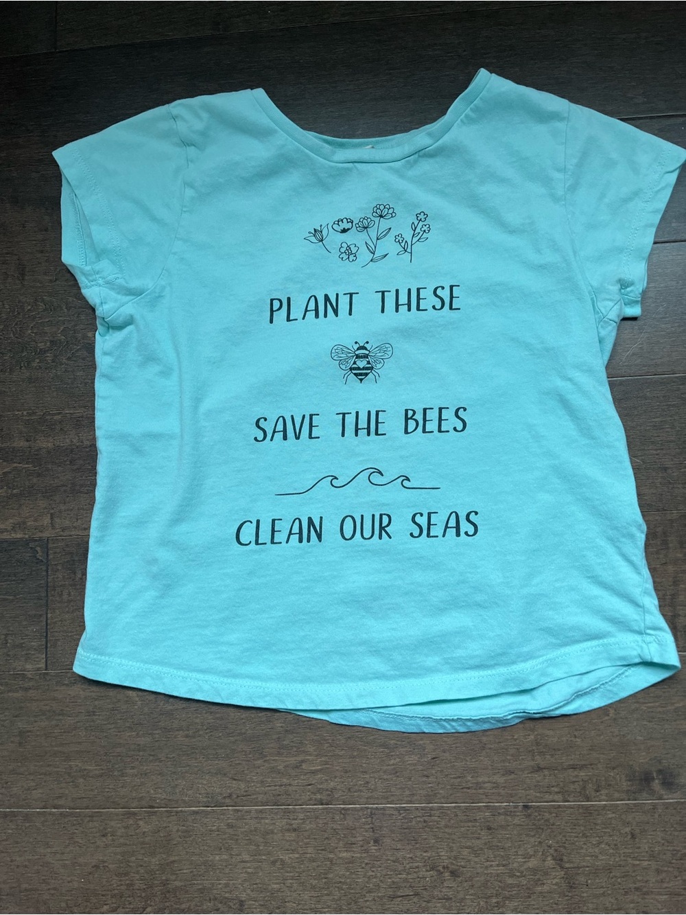 Kids Light Teal Short Sleeve Graphic Tee - Environmental Message